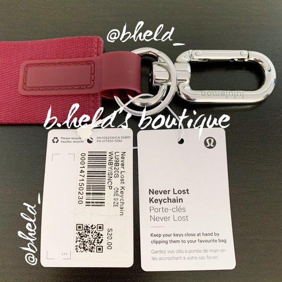 lululemon Never Lost Keychain (New Style) Wine Berry/Sonic Pink Brand New NWT - Picture 5 of 10